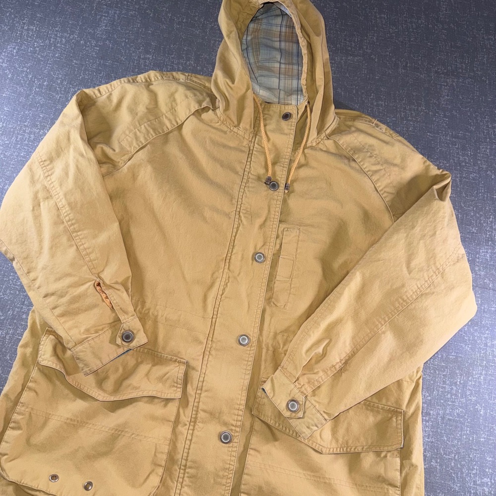 JL Colebrook Worldwide Outerwear Mustard Tan Hooded Field Jacket Mens Medium